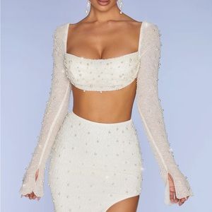 Oh Polly Pearl Set ( Top and Skirt) Size 6 Ivory